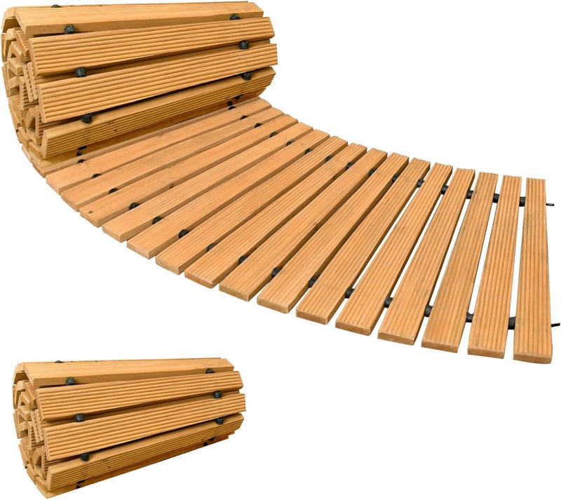 LINSHRY 6FT Wooden Garden Pathway, Outdoor Roll Out Decorative Garden Walkway, Weather-Resistant Non-Slip Hardwood Path for Backyard, Beach, Wedding Party - Image 1